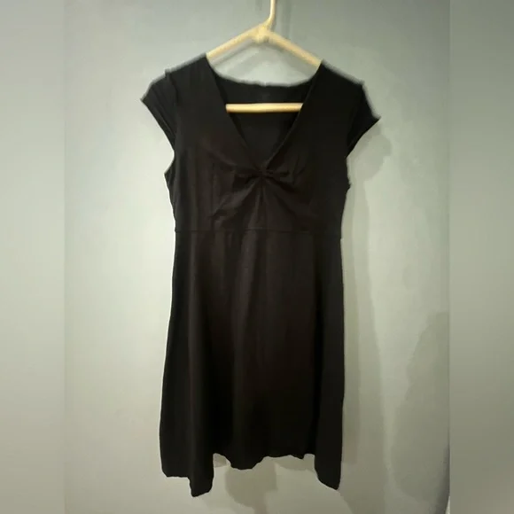 🐸 Horny Toad Rosemarie Dress Women Sz M Black Heathered Tencel Organic Cotton - Picture 6 of 9